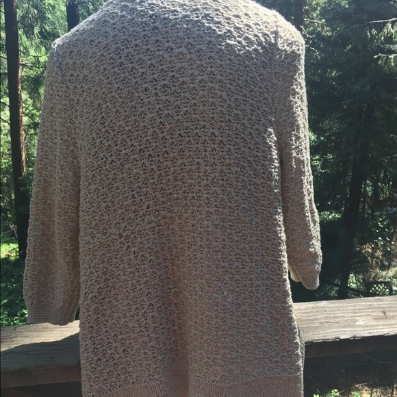 Dana Buchman nubby oatmeal colored 3-/4 sleeve cardigan  chunky knit ,HP25x2 - Picture 5 of 9